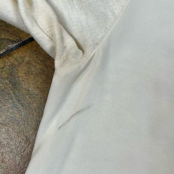 Ann Taylor Loft Petite Cream Crochet Sleeve Detail Silky Cotton Blend Top XSP - Picture 8 of 10